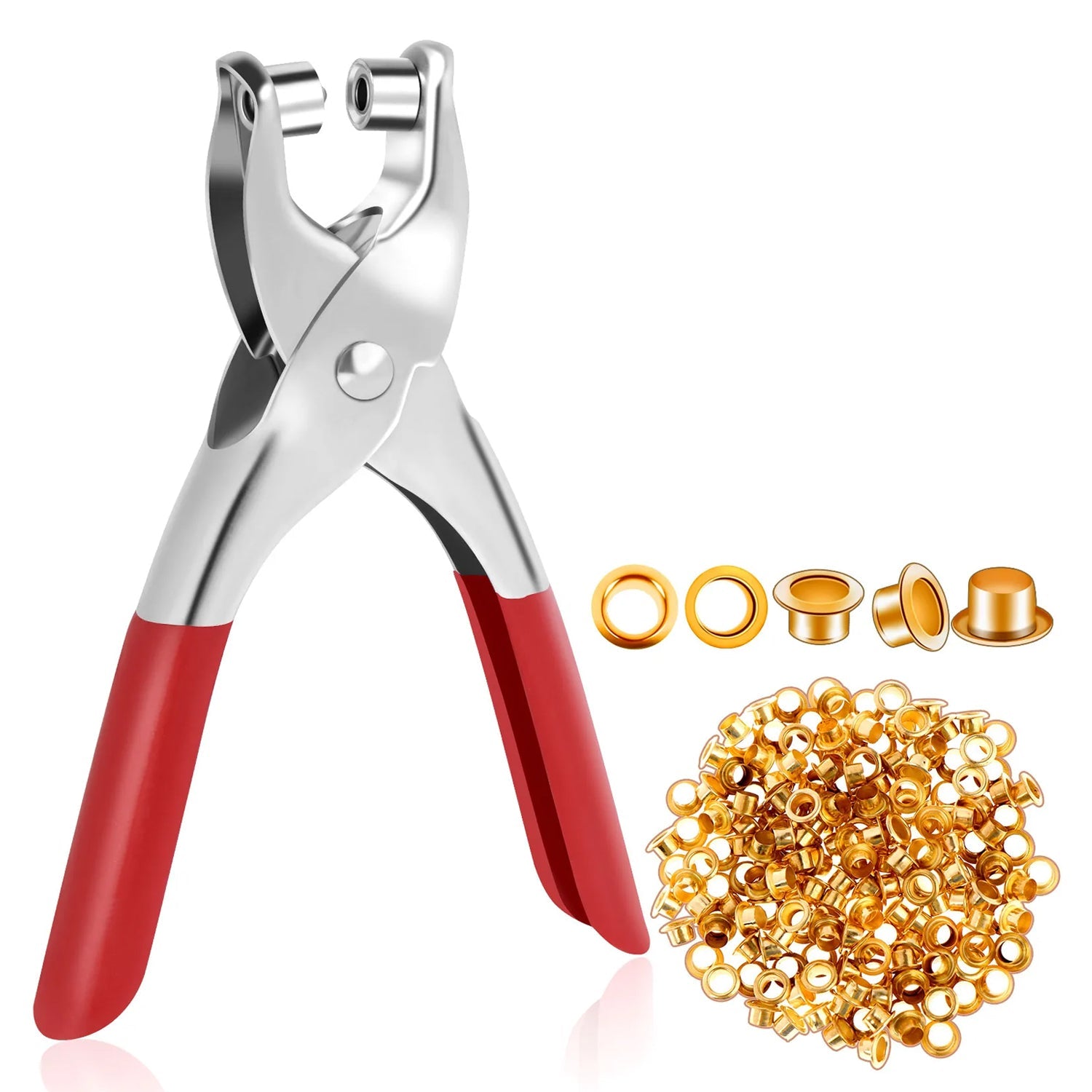 Grommet Setting Tool with 25 PCS Gold Eyelets Grommets Steel Hole Punch Setter Kit for Leather, Canvas, All Fabrics Men and Women Clothes, Shoes, Belts, Crafts Grommet Setting Tool with 25 PCS Gold Eyelets Grommets Steel Hole Punch Setter Kit for Leather, Canvas, All Fabrics Men and Women Clothes, Shoes, Belts, Crafts